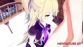 Genshin Impact Hentai - Fischl having sex and enjoy doing a blowjob and being fucked with creampie 1/2 - 9 image