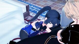 Aether eating Mona's pussy before cumming inside her. Hentai - 3 image