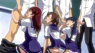 Horny Schoolgirls In a Super Orgy | Hentai - 1 image