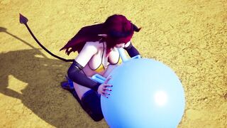 Demon Girl sucking off a bouncing ball. - 4 image