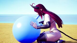 Demon Girl sucking off a bouncing ball. - 6 image