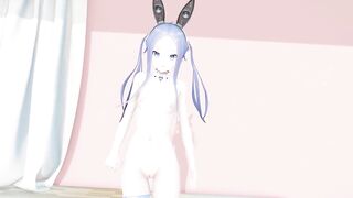 MMD lo chan, shake it - hentai mmd dance, playboy costume, blue hair edit, smixix - 7 image