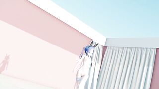 MMD lo chan, shake it - hentai mmd dance, playboy costume, blue hair edit, smixix - 8 image