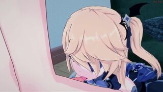 Fischl swallows a load of cum before getting side fucked. - 1 image