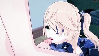 Fischl swallows a load of cum before getting side fucked. - 2 image