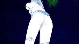 Lumine fingers her pussy on the beach. Genshin Impact Hentai - 2 image