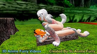 White Anime Dog Girl Riding Outdoors Sex in the Forest - 1 image