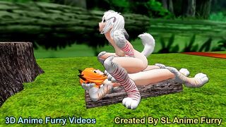 White Anime Dog Girl Riding Outdoors Sex in the Forest - 10 image