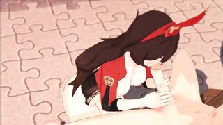 Amber loves sucking dick, cum on her face. Genshin Impact. - 5 image