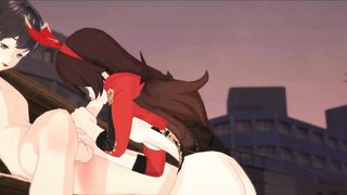 Amber loves sucking dick, cum on her face. Genshin Impact. - 6 image