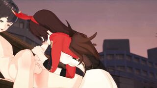 Amber loves sucking dick, cum on her face. Genshin Impact. - 7 image