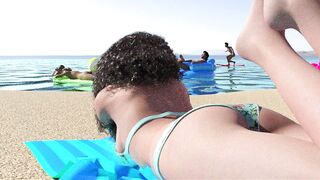 A girl enters a no bikini nudist zone with a bikini and quickly catches the eye of a big black cock - 5 image