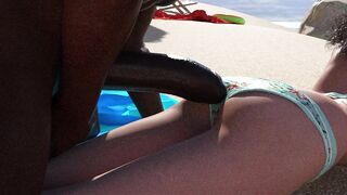 A girl enters a no bikini nudist zone with a bikini and quickly catches the eye of a big black cock - 6 image