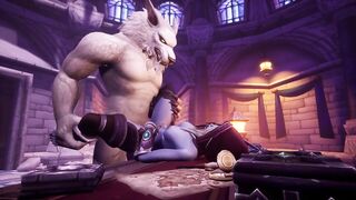 Werewolf fucks Night Elf on a table - 2 image