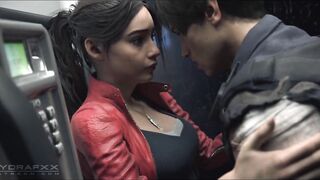 Claire Redfield And Leon In A Phone Booth - 8 image