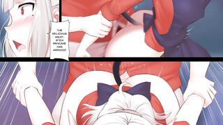 Cerbeus have sex with Lucifer and making pancakes - Helltaker hentai comic - 6 image