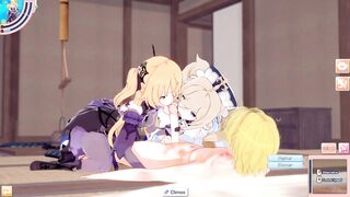 ANIME/HENTAI Genshin Impact Fischl & Barbara Threesome with blonde guy - 2 image