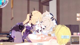 ANIME/HENTAI Genshin Impact Fischl & Barbara Threesome with blonde guy - 3 image