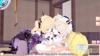 ANIME/HENTAI Genshin Impact Fischl & Barbara Threesome with blonde guy - 4 image