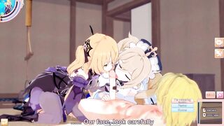 ANIME/HENTAI Genshin Impact Fischl & Barbara Threesome with blonde guy - 5 image
