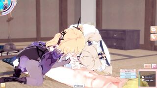 ANIME/HENTAI Genshin Impact Fischl & Barbara Threesome with blonde guy - 6 image