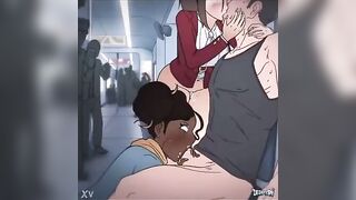 Hentai - stranger fucks white and black girl in public - 7 image