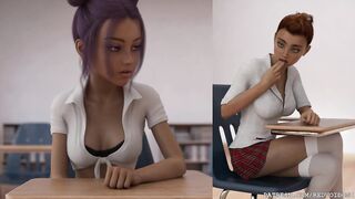 Unruly Students by Redvoidcgi (futanari fucks herself in public classroom) - 3 image
