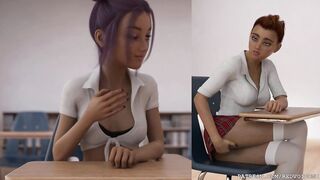 Unruly Students by Redvoidcgi (futanari fucks herself in public classroom) - 4 image