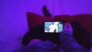 Redhead Girl masturbating watching lesbian Hentai uncensored when parents are in home
