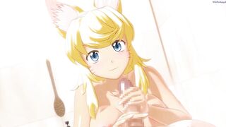 Cute furry girl offers you a dinner a bath and sex [Wolf Girl With You] / Hentai game - 4 image