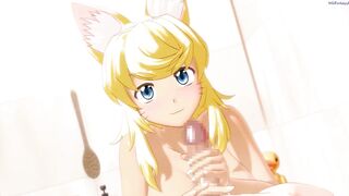 Cute furry girl offers you a dinner a bath and sex [Wolf Girl With You] / Hentai game - 5 image