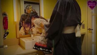Shinobu fucks at the bathroom before going to the bed | 4K 60fps | Demon Slayer | Kocho Cosplay - 9 image