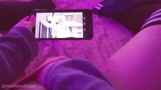 parents are in the next room but I can't control my urge to touch my pussy watching Hentai so loud