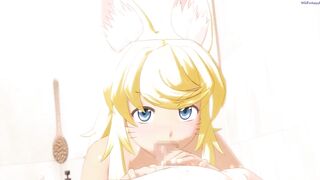 Sweet furry girl welcomes you home with a blowjob ready to fuck [Wolf Girl With You] / Hentai game - 3 image