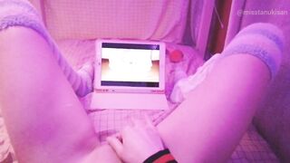 Kawaii girl masturbates after class watching lesbian hentai until squirts and pisses herself - 5 image