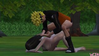 Naruto having sex with Hinata in the middle of the forest