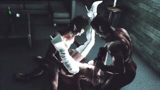 Nun gets fucked with three big black cocks | Honey Select 2