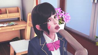 DVA schoolgirl licks your cock with her tongue and gets cum on her face - 6 image