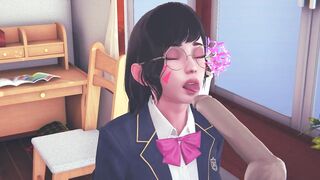 DVA schoolgirl licks your cock with her tongue and gets cum on her face - 7 image