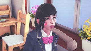 DVA schoolgirl licks your cock with her tongue and gets cum on her face - 9 image