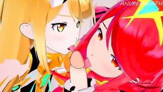 XENOBLADE CHRONICLES 2 PYRA AND MYTHRA THREESOME ANIME HENTAI 3D UNCENSORED