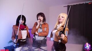 Mikasa, Sasha and Historia fuck wet pussies and lick it clean - CUT version - 2 image