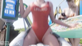 Mercy Lifeguard Cowgirl Average Waiting Time Animation Overwatch 3D - 3 image