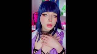 Cute Hinata timidly plays with pussy - 1 image