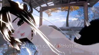 Nude Dragon Girl Face Rides You At Hot Spring White Black Hair Tail Play Sensual POV Lap Dance - 6 image