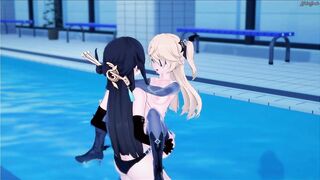 Beidou strapon fucks Fischl in the pool - 10 image