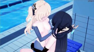 Beidou strapon fucks Fischl in the pool - 4 image