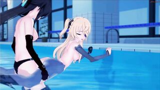 Beidou strapon fucks Fischl in the pool - 6 image