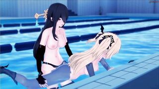 Beidou strapon fucks Fischl in the pool - 7 image