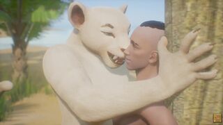 Kira the Lion Furry Girl enjoying his meal - 1 image